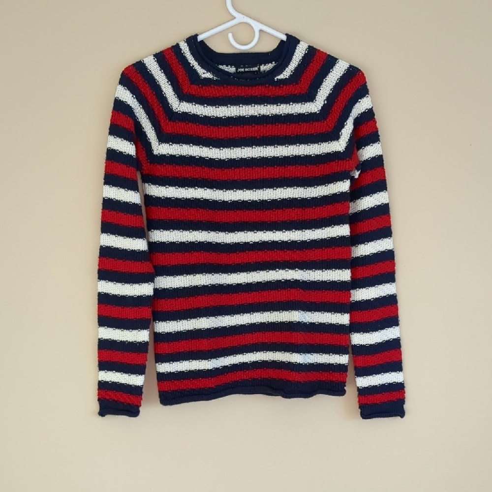 Small Joe Boxer Red White And Blue Striped Sweater 4th Of July Patriotic